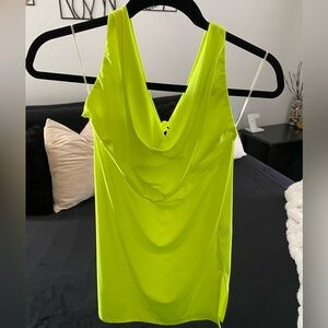 Fashion Nova Neon Yellow Draped Dress